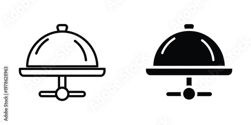 Comparison of a white and black waiter's tray and dome with handles