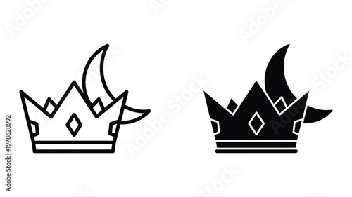 Contrasting crown icons with distinctive flame and shadow designs