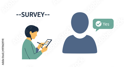 Survey, questionnaire, feedback, yes response, user consent vector icon