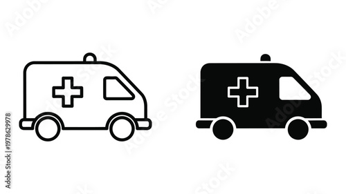 Comparison of ambulance icons in different color schemes