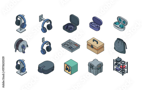 Headphone stand, headphone wall mount, headphone case, earbud case, cable organizer, headphone hanger, audio gear organizer,