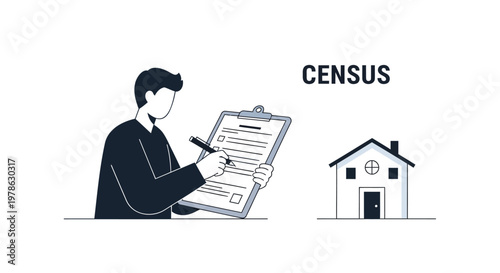 Census, survey, form, illustration, vector graphics, data collection, statistics, demographic, research, document