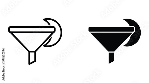 Contrasting visual styles of a funnel icon with different fill and outline designs