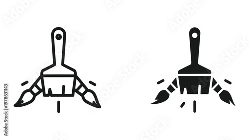 Two paintbrushes with dripping paint in contrasting styles