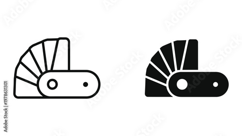 Contrast of a light and dark illustrated tractor with fan attachments