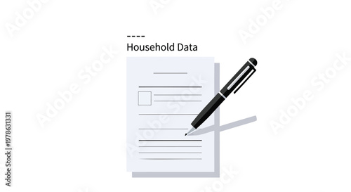 Household data form, document icon, paperwork template, vector illustration