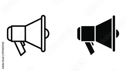 Illustration of two different style megaphones side by side