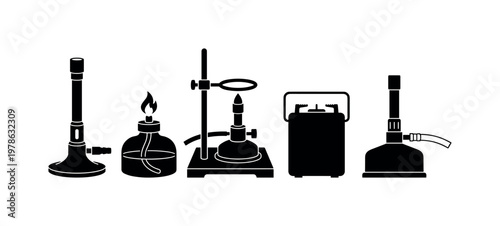 Bunsen burner vertical tube with base, alcohol burner small flame device, gas burner lab stand unit, portable lab burner compact