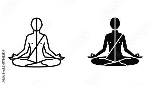 Comparison of meditation postures with spinal alignment illustration
