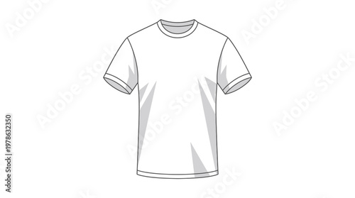 Plain White T-Shirt Isolated on White Background.