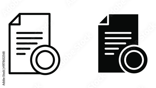 Comparison of editable and locked document icons with circular binders