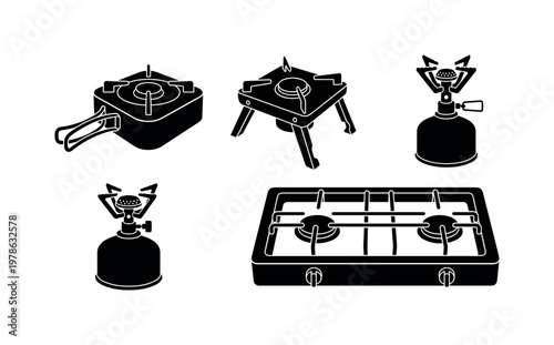 Portable camping stove single burner compact unit, foldable camping stove collapsible legs, backpacking stove lightweight minimal