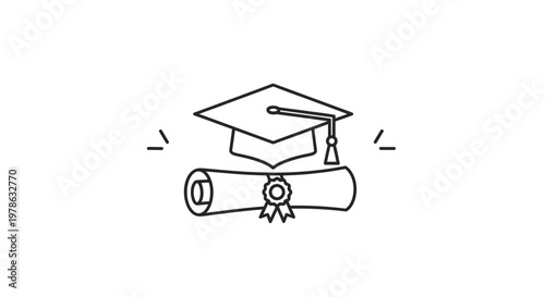 Graduation Cap and Diploma Certificate.