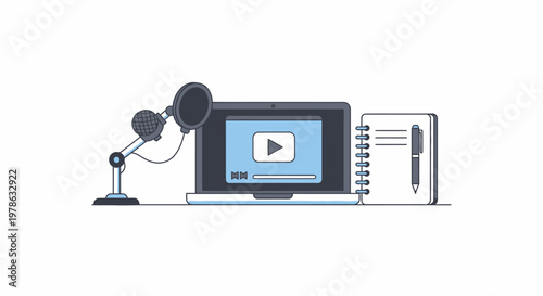 Laptop with video play button on screen.