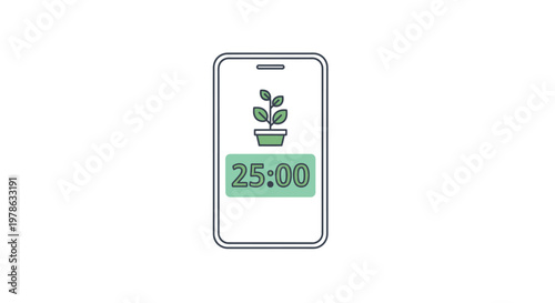 Smartphone with plant timer on screen.