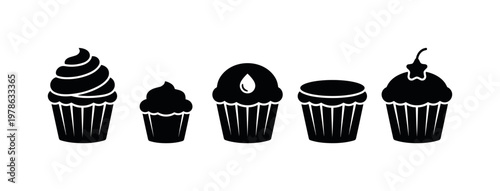 Cupcake with frosting swirl top, mini cupcake small portion size, filled cupcake domed icing form, cupcake with flat icing surface