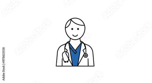 Smiling Doctor Wearing White Coat.