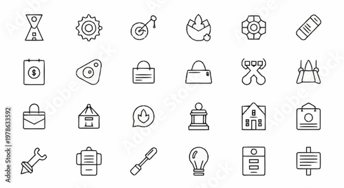 Collection of Hand Drawn Icons Representing Various Concepts.