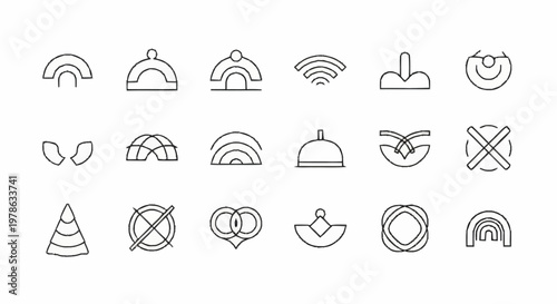 Collection of Simple Line Art Icons Representing Various Concepts.
