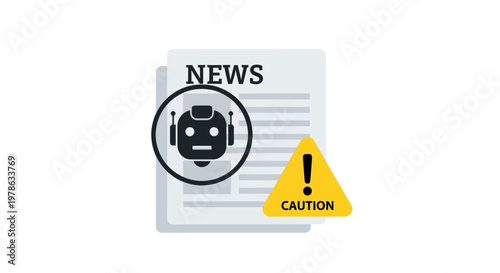 Robot Caution News Warning Sign Symbol.
