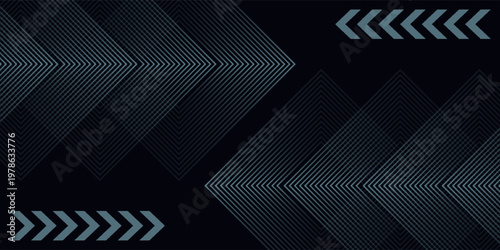 Dark blue abstract background with shining geometric lines. Modern shiny blue rounded square lines pattern. Elegant graphic design. Futuristic technology concept