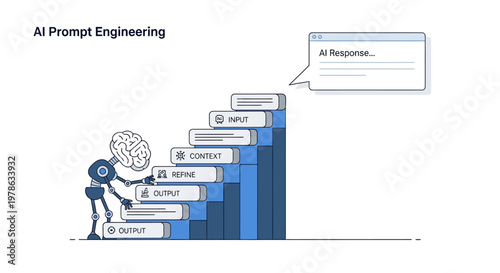 Robot Holding Brain Near Bar Graph.