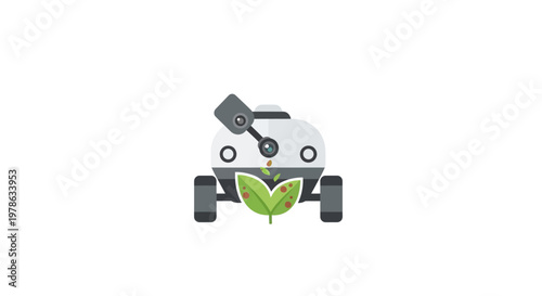 Robot Holding Green Leafy Plant.