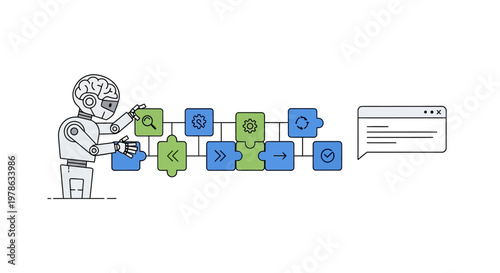 Robot Interacting With Chatbot Flowchart.