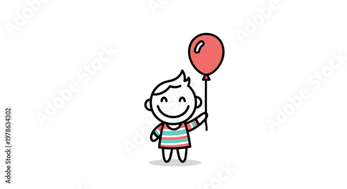 Little Girl Holding Red Balloon.