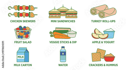 Assorted Snack Food Items for Meal and Snack.