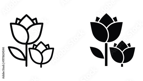 Contrasting depictions of the sacred lotus flower in monochromatic styles