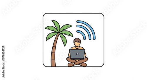 Man sitting with laptop outdoors.