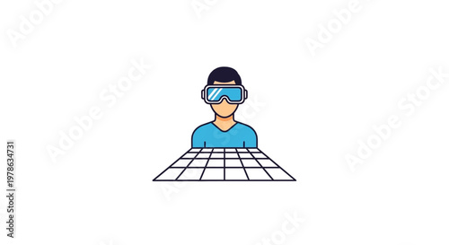 Man wearing virtual reality headset.