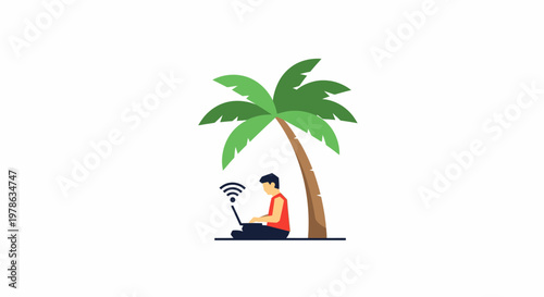 Man working on laptop outdoors.