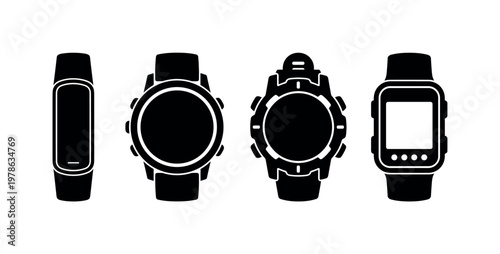 Fitness tracker wristband slim design, running smartwatch round face display, GPS running watch rugged style, sport watch