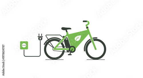 Lime green electric bicycle with charger.
