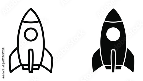 Contrast between a light and dark space rocket design illustration
