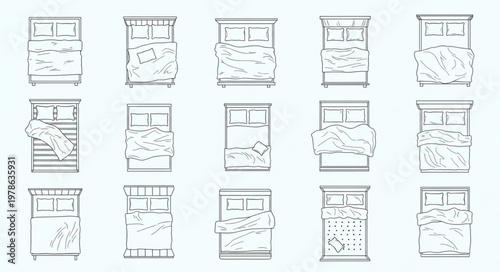 Collection of Beds in Different Styles and Arrangements.