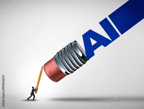 фотографія Fighting AI as artificial intelligence taking over with a human who fights back