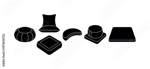 Meditation cushion round zafu pillow, square meditation cushion firm base, crescent meditation cushion curved form, stacked