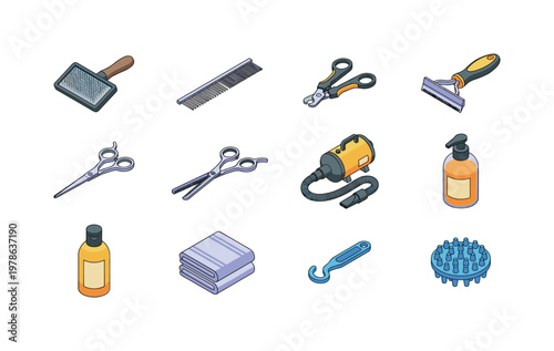 Pet grooming kit set, fur care essentials bundle, grooming tools pack, dog grooming set, cat grooming set, daily pet care kit,