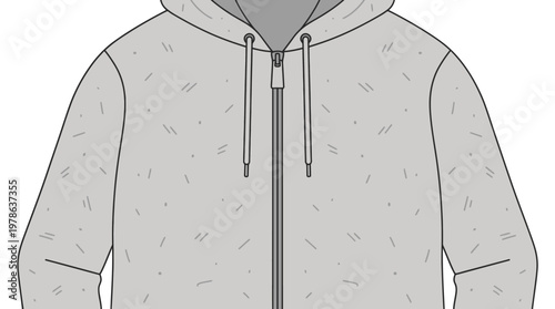 Gray Hoodie with Drawstrings and Pockets.