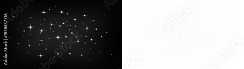 Foto Sparkling realistic glitter twinkling stars light glowing particles overlay for