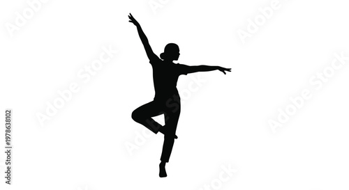 Silhouette of a woman performing a yoga pose against a white background