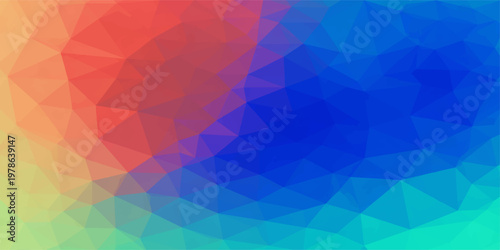 A vibrant kaleidoscope of polygonal shapes, abstract design is an explosion of color, exuding modernity and digital art.