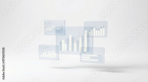Tableau sur toile Futuristic transparent data dashboards with charts and graphs floating