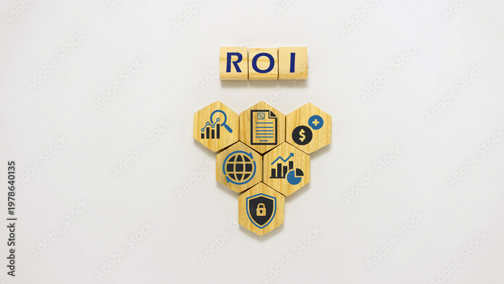 Fototapeta premium Return on Investment (ROI) concept with financial growth analytics profit strategy business performance and revenue increase visualization.