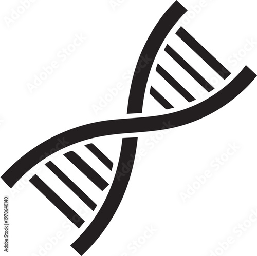 Black D N A helix strand on white background scientific symbol molecule science