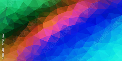 Geometric array of vibrant triangular mosaic tiles forms an intricate kaleidoscope, inviting the observer's eye to navigate the abstract beauty. 