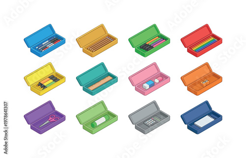 Pencil case with pens, pencil case with pencils, pencil case with markers, pencil case with colored pencils, pencil case with